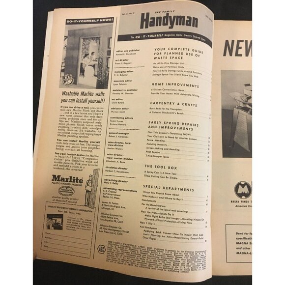 The Family Handyman Magazine 35th Edition VINTAGE Apr. 1957 Vol. 7 No. 2 - Picture 2 of 9